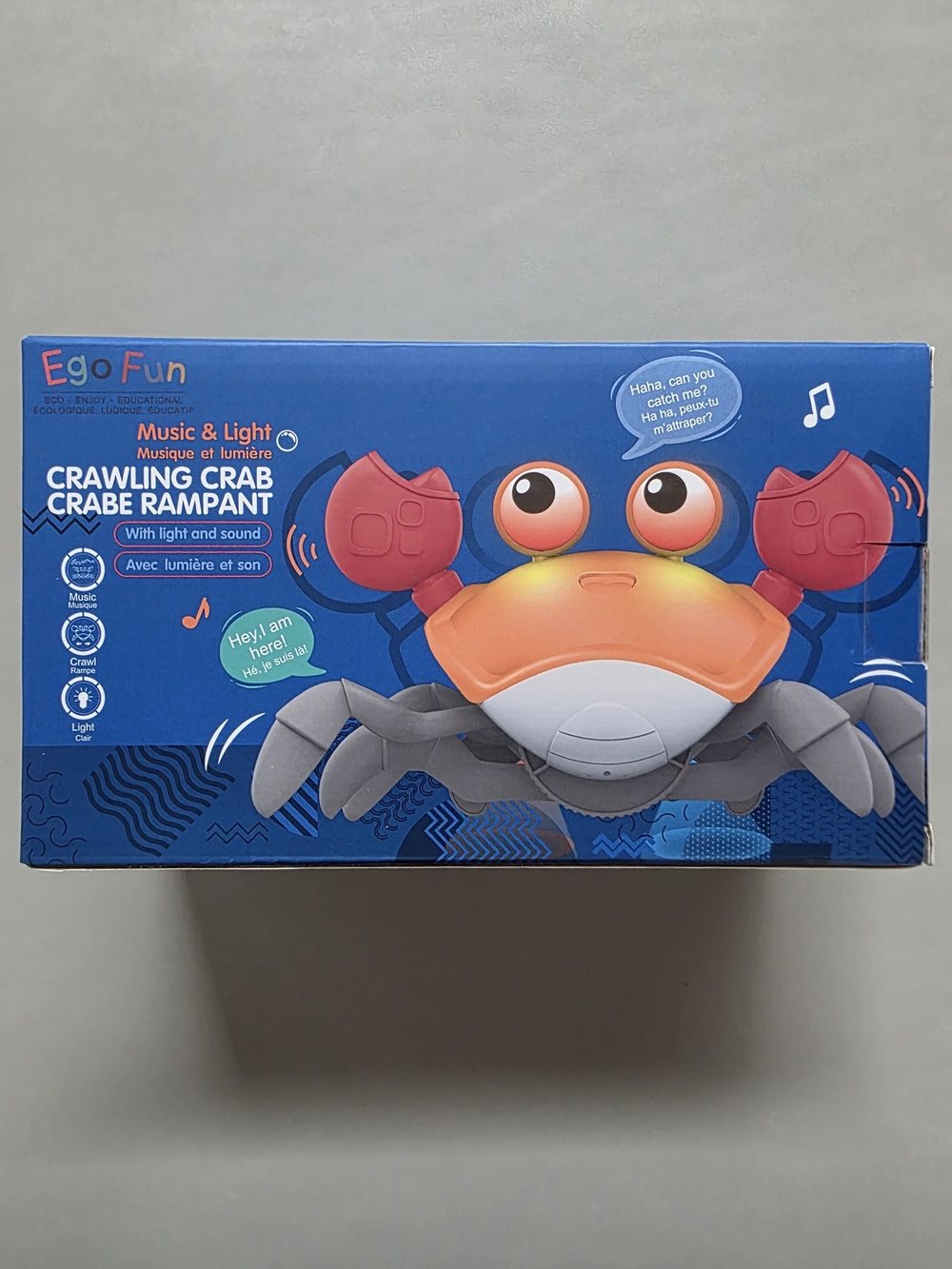 Ego Fun Baby Toddler Crawling Crab Light Music Sensor Toy - Orange & Red NEW